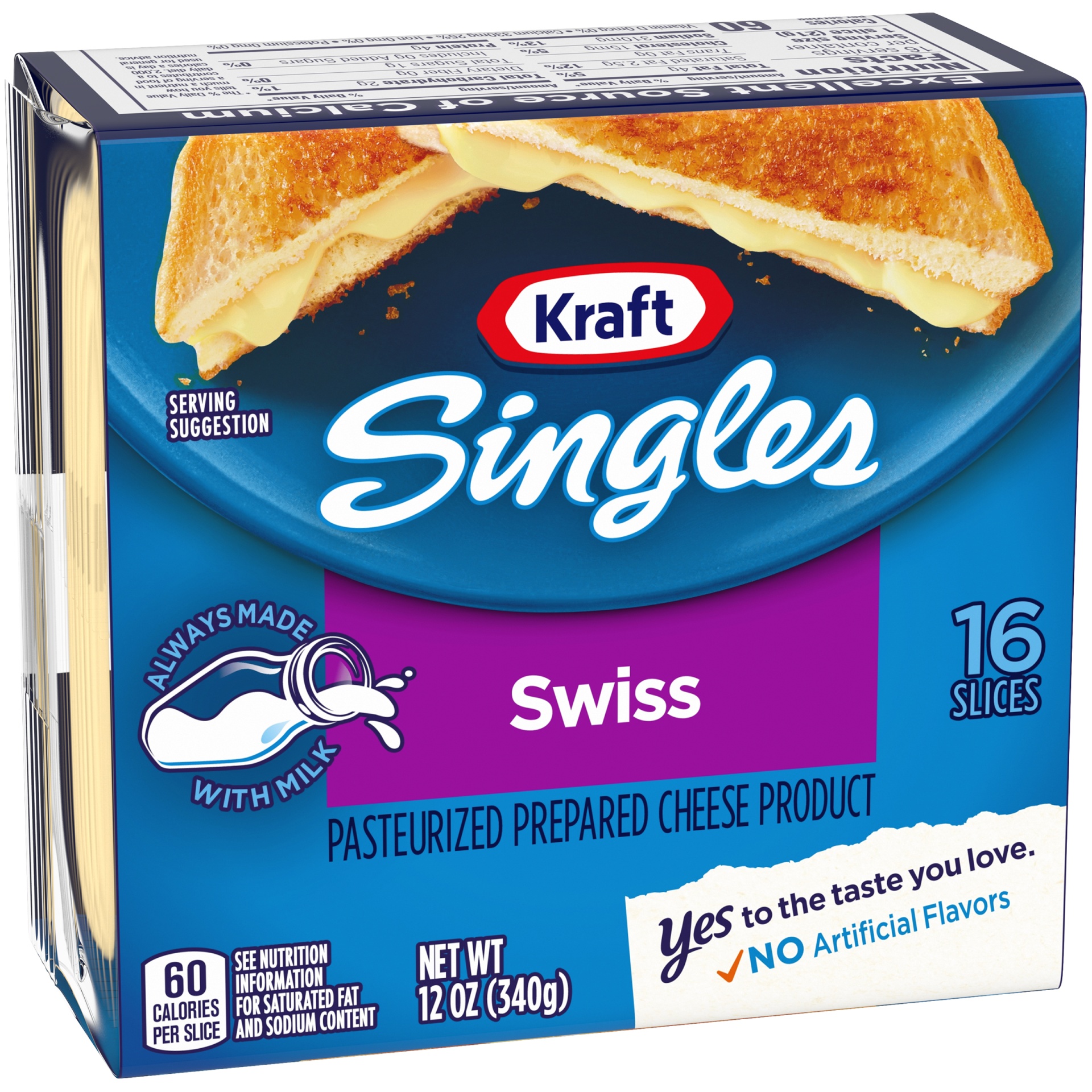 slide 2 of 6, Kraft Singles Swiss Pasteurized Prepared Cheese Product Slices Pack, 12 oz