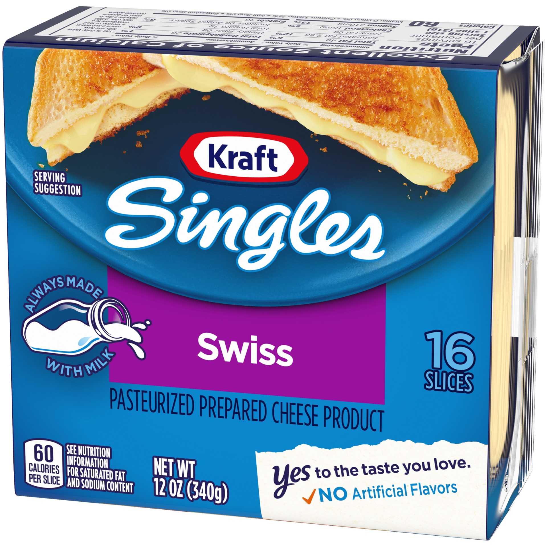 slide 3 of 6, Kraft Singles Swiss Pasteurized Prepared Cheese Product Slices Pack, 12 oz