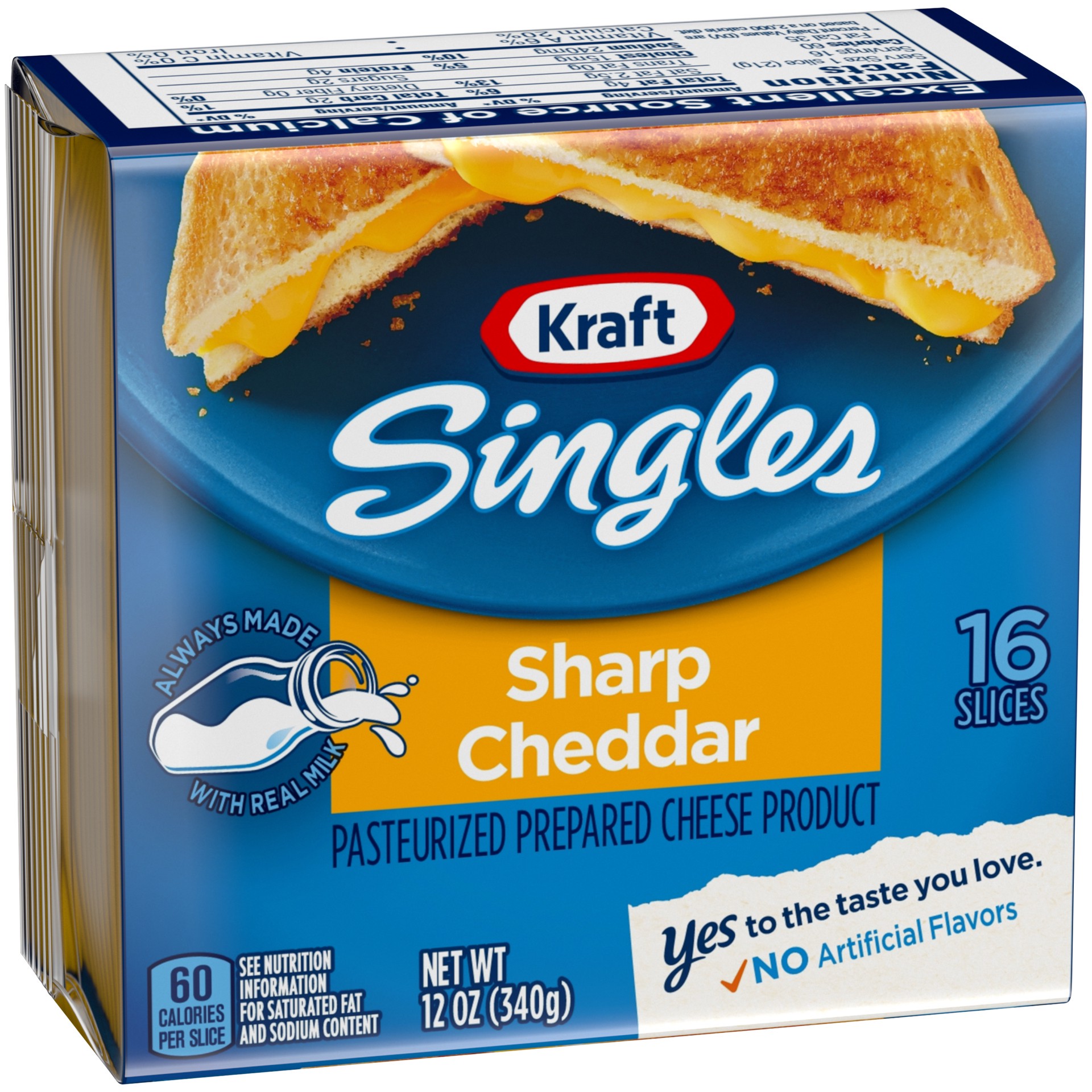 slide 2 of 6, Kraft Singles Sharp Cheddar Slices Pack, 12 oz