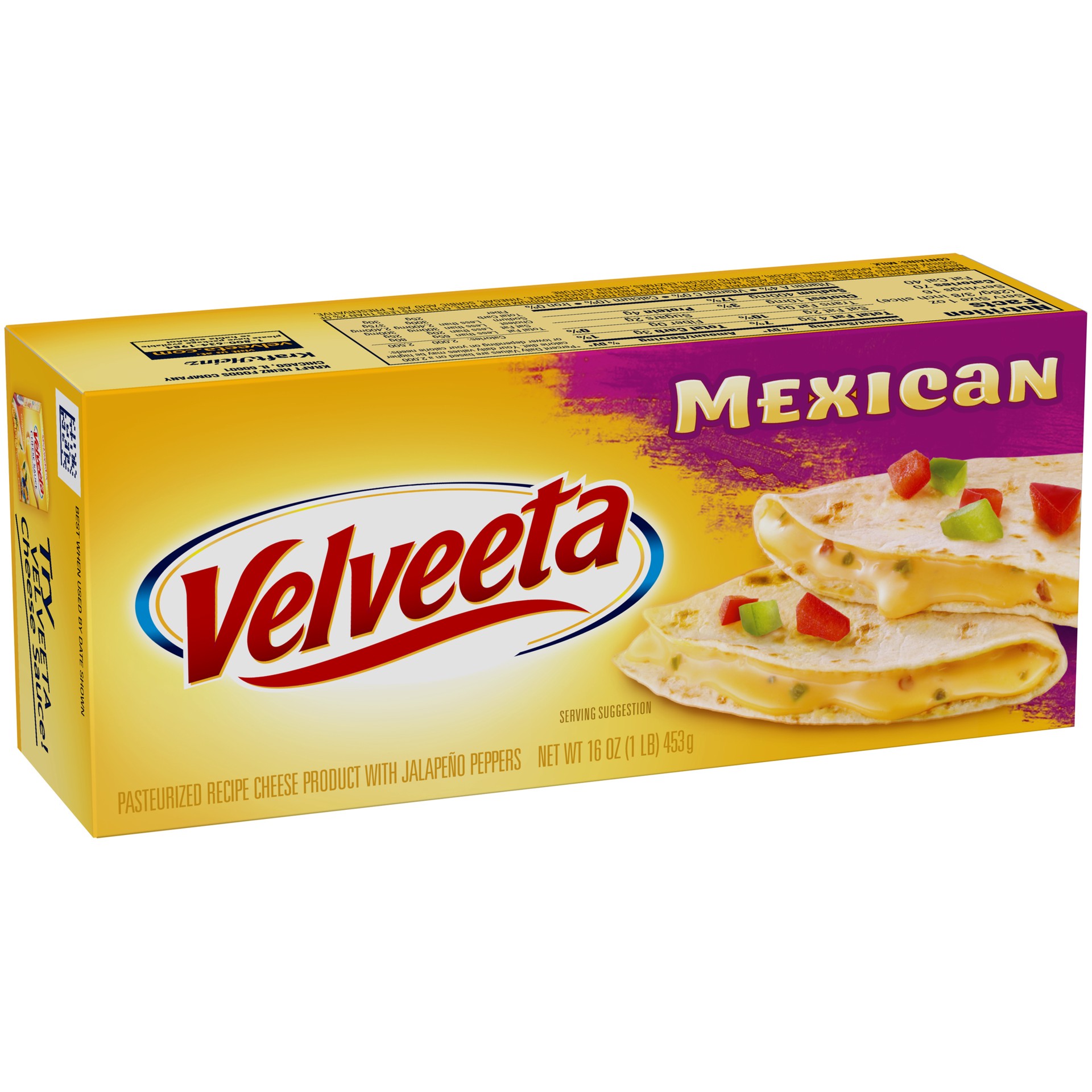 slide 6 of 6, Velveeta Mexican Pasteurized Recipe Cheese Product with Jalapeno Peppers Block, 16 oz