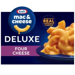 Kraft Deluxe Mac and Cheese, 1 Box, for Easy Dinner or Dinner Sides, Four Cheese, No Artificial Dyes or Flavors, 14 oz