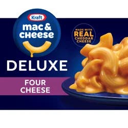 Kraft Deluxe Mac and Cheese, 1 Box, for Easy Dinner or Dinner Sides, Four Cheese, No Artificial Dyes or Flavors, 14 oz
