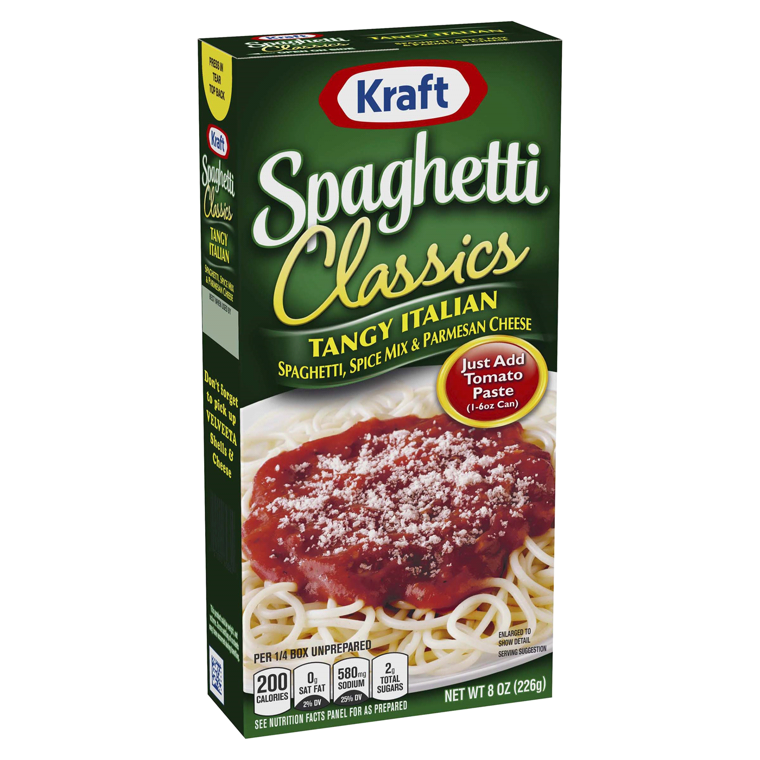 slide 4 of 5, Kraft Spaghetti Classics Tangy Italian Easy Pasta Meal with Spaghetti, Spice Mix & Parmesan Cheese, 8 oz Box, 8 oz