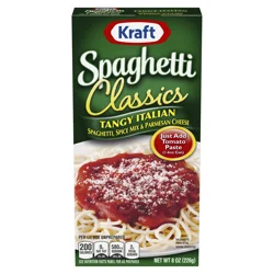 Kraft Spaghetti Classics Tangy Italian Easy Pasta Meal with Spaghetti, Spice Mix & Parmesan Cheese, 8 oz Box