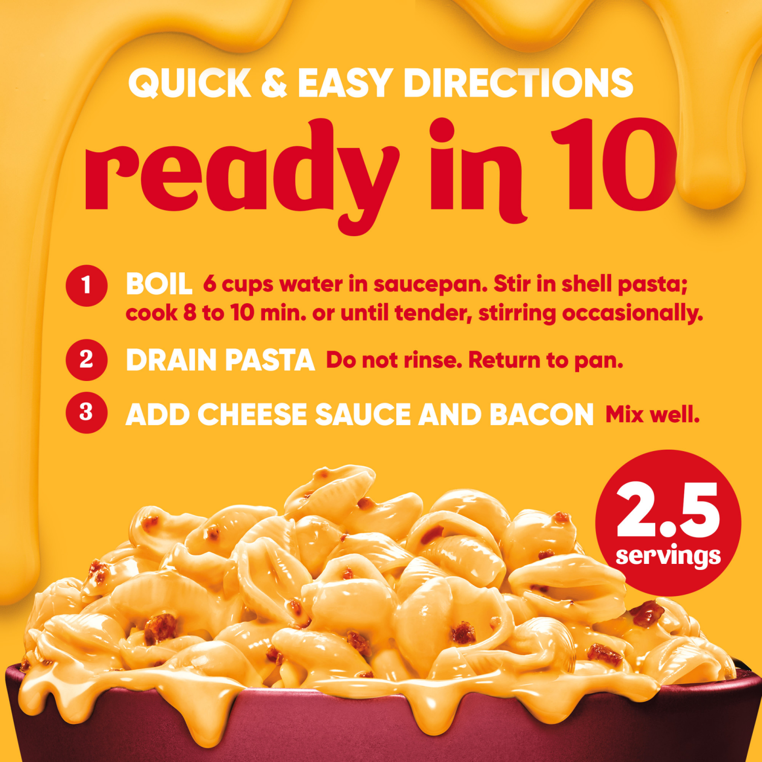 slide 4 of 8, Velveeta Shells and Cheese Mac and Cheese with Bacon, 1 Box, for Easy Dinner or Dinner Sides, Made with Real Cheese, 10.3 oz, 10.3 oz