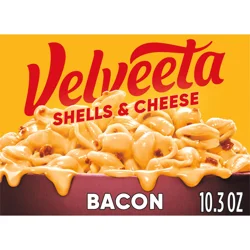Velveeta Shells and Cheese Mac and Cheese with Bacon, 1 Box, for Easy Dinner or Dinner Sides, Made with Real Cheese, 10.3 oz