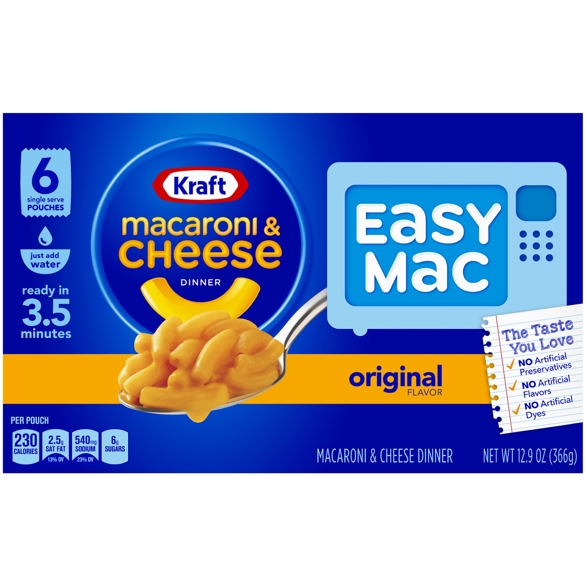 slide 3 of 4, Kraft Easy Mac Original Macaroni & Cheese Microwavable Dinner Packets, 12.9 oz