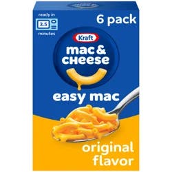 Kraft Easy Mac and Cheese, 6 Packets, for Easy Dinner or Dinner Sides, Original Flavor, No Artificial Flavors, Preservatives or Dyes, 12.9 oz