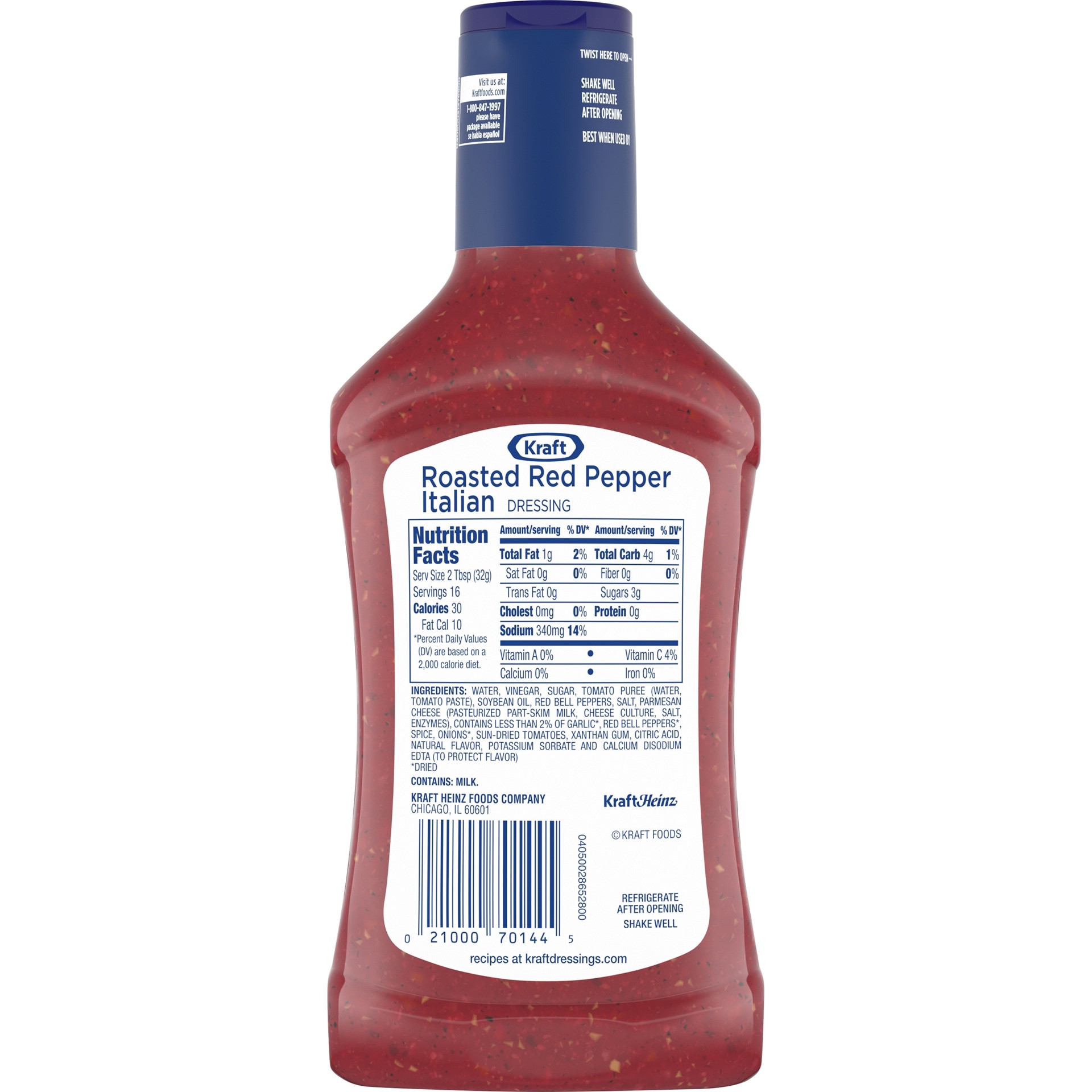 slide 4 of 6, Kraft Roasted Red Pepper Italian Salad Dressing Bottle, 16 fl oz