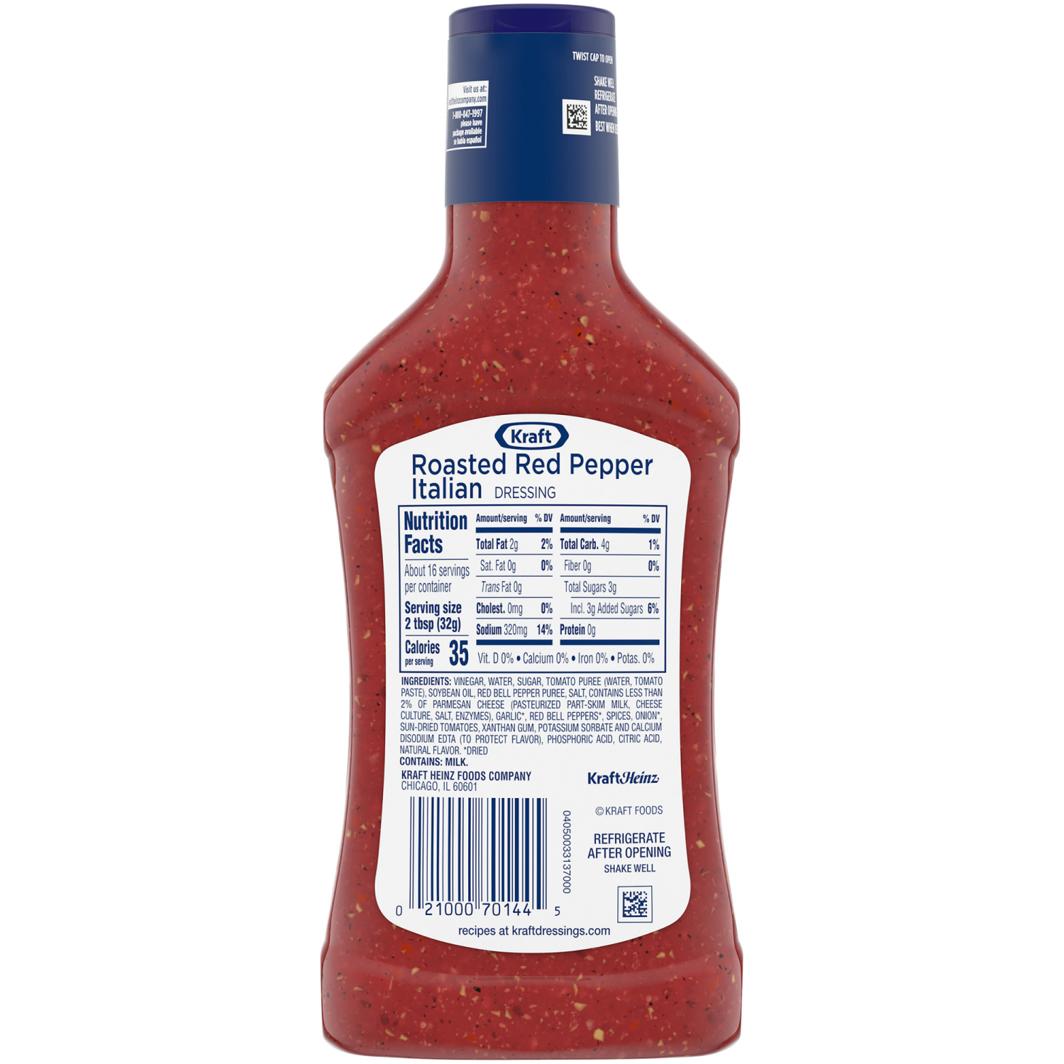 slide 4 of 5, Kraft Roasted Red Pepper Italian Dressing, 16 fl oz Bottle, 16 fl oz