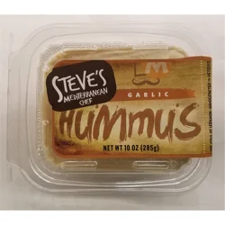 STEVES BACKROOM Steve's Mediterranean Hummus, Garlic, 10 Oz.