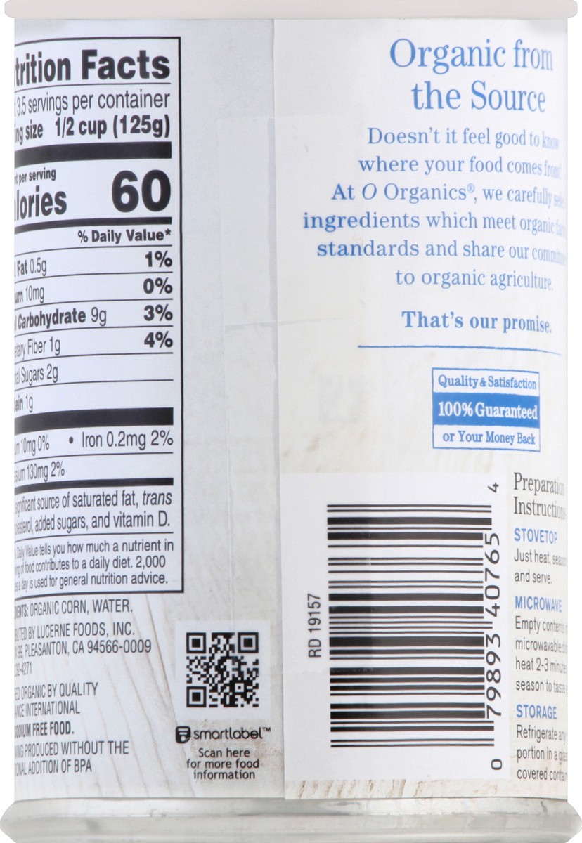 slide 2 of 7, O Organics Corn Whole Kernel No Salt Added, 15 oz