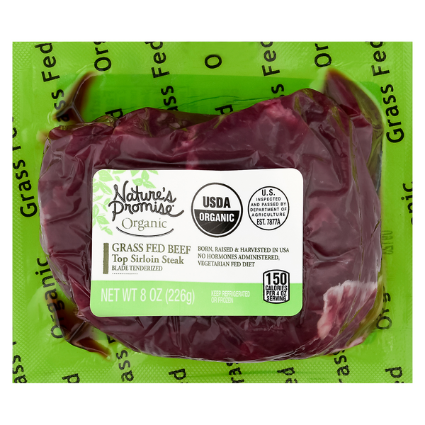 slide 1 of 1, Nature's Promise Organic Grass-fed Beef Sirloin Steak Fresh, 8 oz