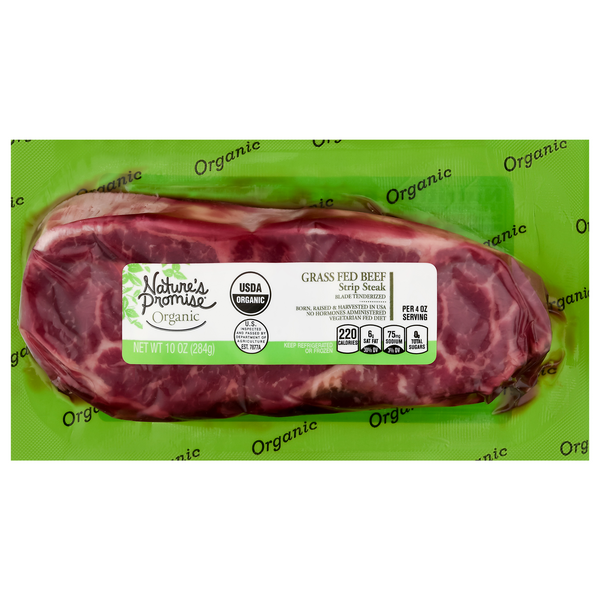 slide 1 of 1, Nature's Promise Organic Grass-fed Beef Strip Steak Fresh, 10 oz