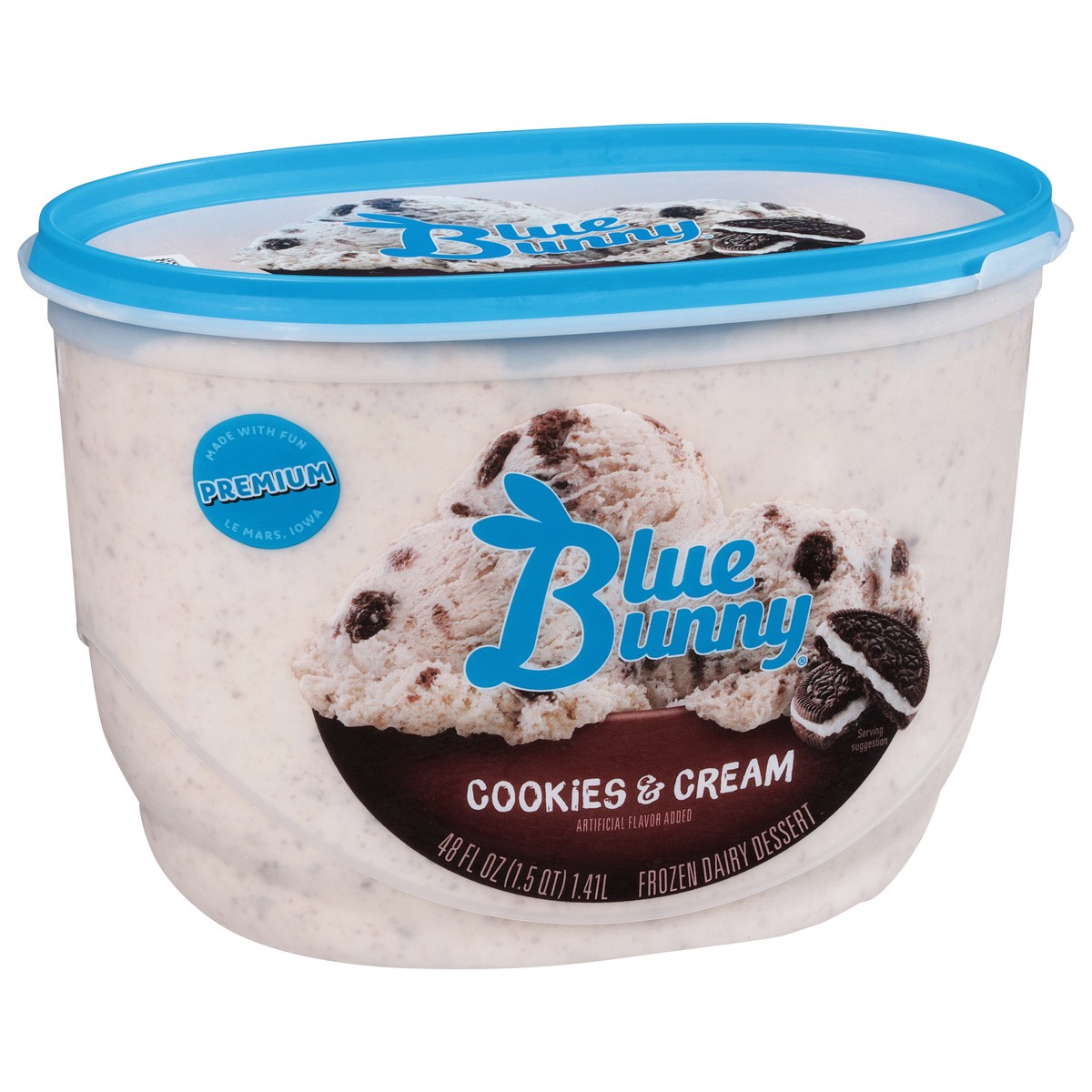 slide 8 of 9, Blue Bunny Cookies & Cream Ice Cream, 48 fl oz