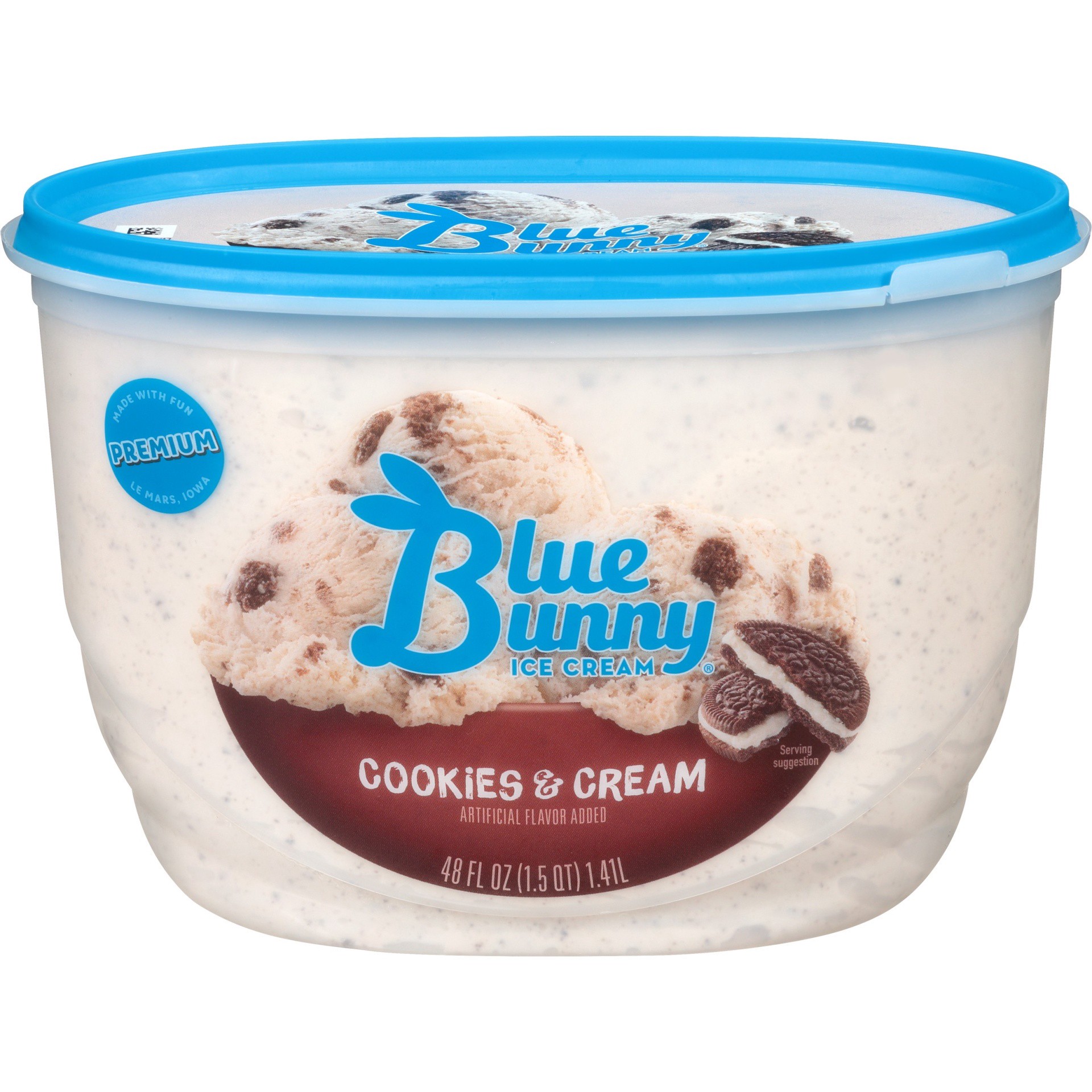 slide 1 of 9, Blue Bunny Cookies & Cream Ice Cream, 48 fl oz