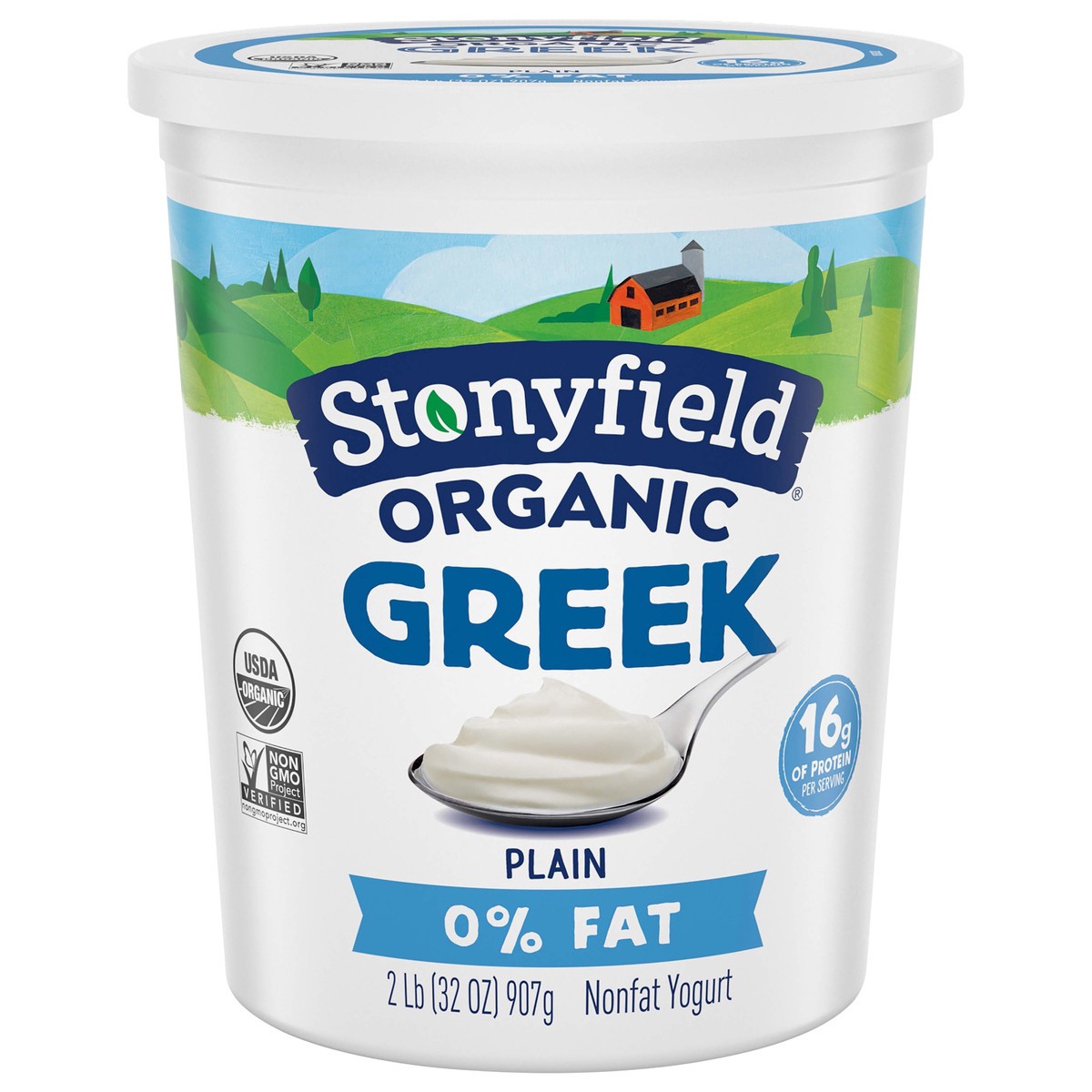 slide 1 of 2, Stonyfield Organic Nonfat Greek Plain Yogurt 2 lb, 2 lb