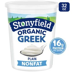 Stonyfield Organic Greek Nonfat Yogurt, Plain, 32 oz.