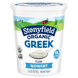 Stonyfield Organic Greek Nonfat Yogurt, Plain, 32 oz.