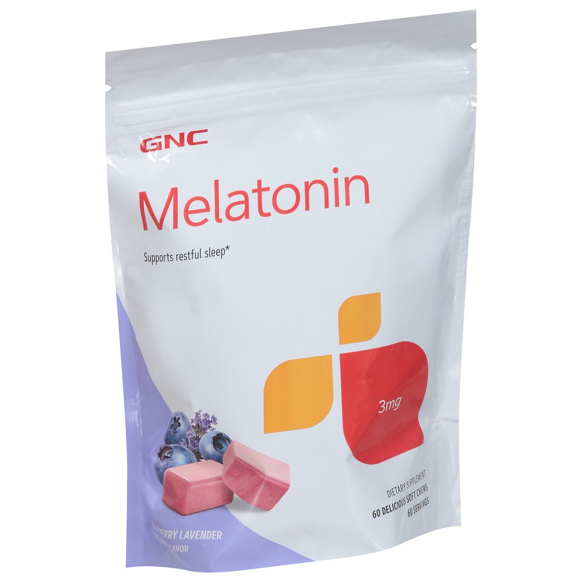 slide 2 of 9, GNC Melatonin Soft Chews - Blueberry Lavender, 60 ct