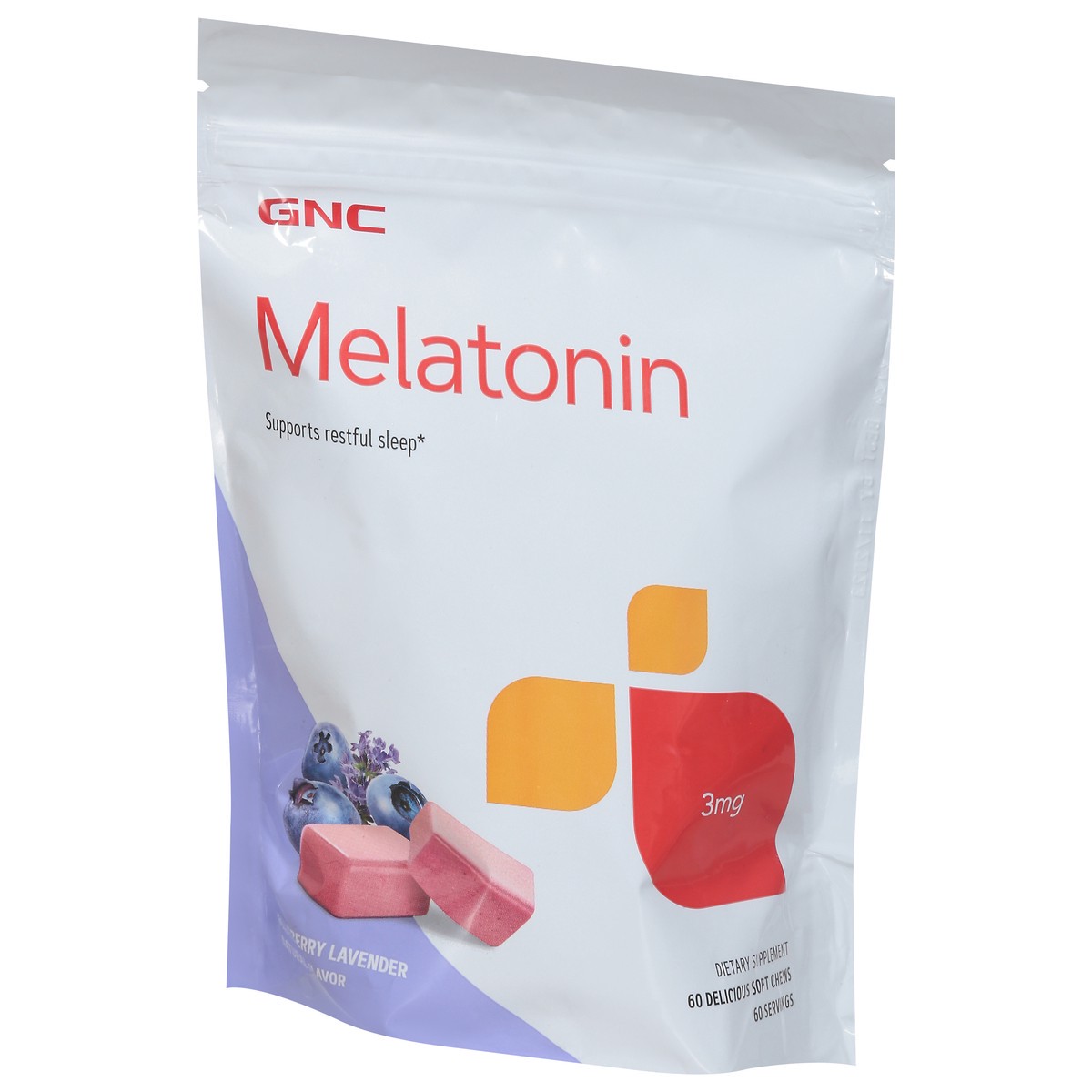 slide 3 of 9, GNC Melatonin Soft Chews - Blueberry Lavender, 60 ct