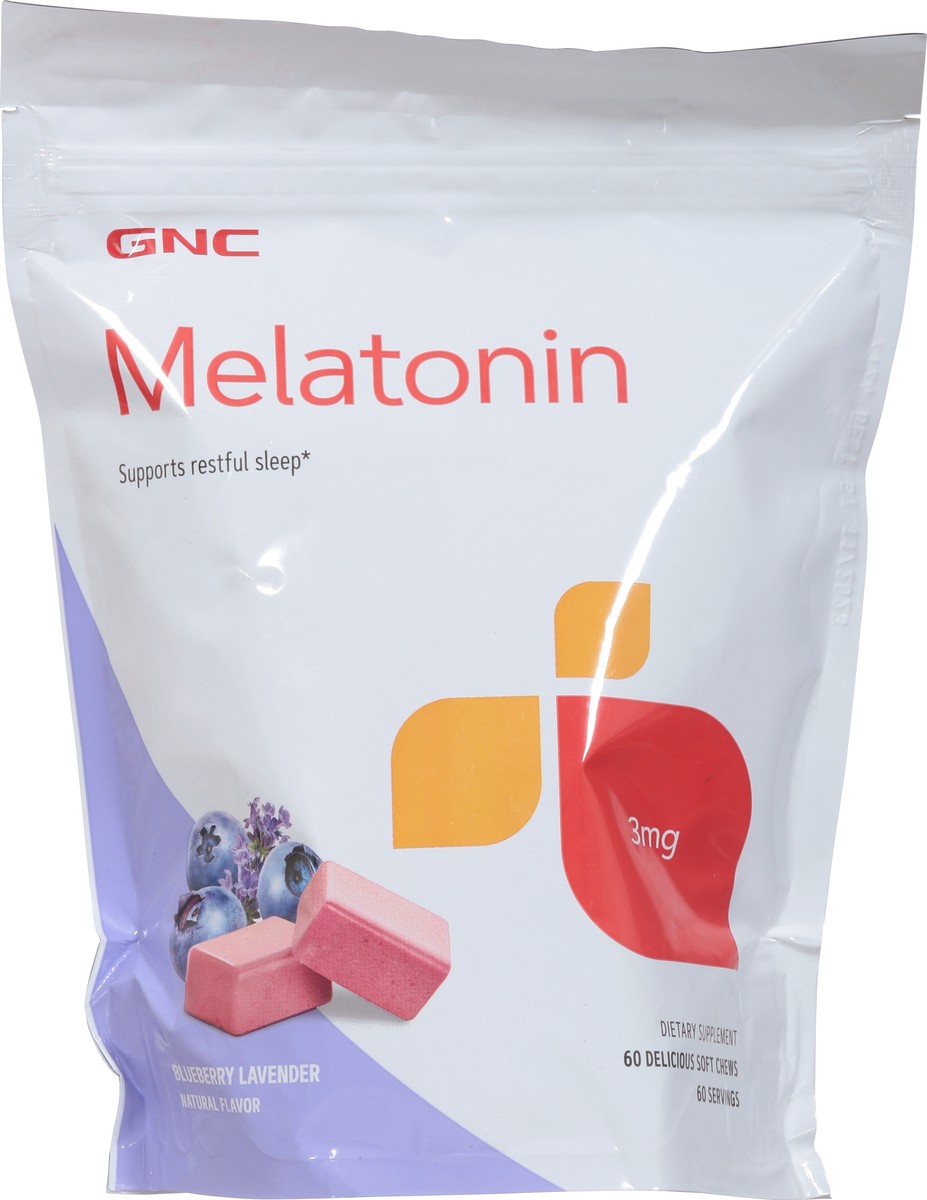 slide 6 of 9, GNC Melatonin Soft Chews - Blueberry Lavender, 60 ct