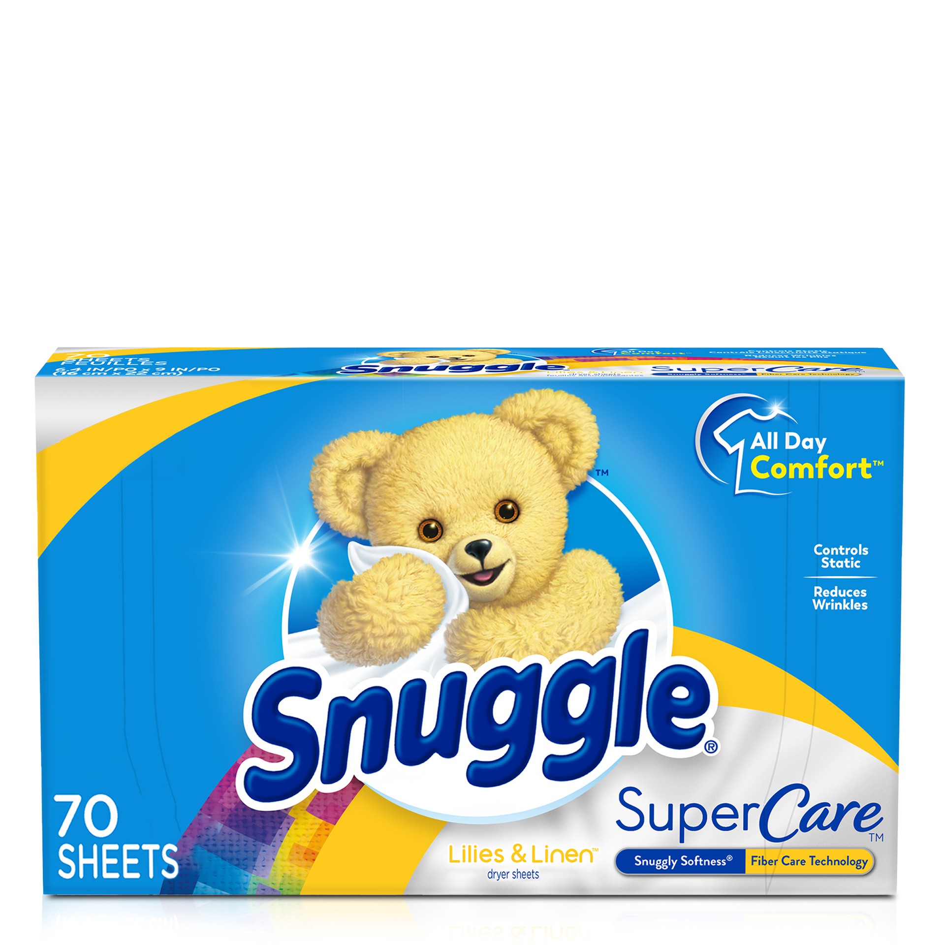 slide 2 of 3, Snuggle SuperCare Fabric Softener Dryer Sheets, Lilies and Linen, 70 Count, 70 ct