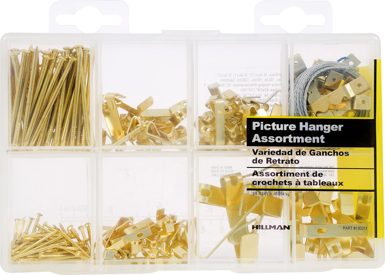 slide 1 of 6, Hillman Brass 100-lb Capacity Picture hanging kit 206 - Pack, 1 ct