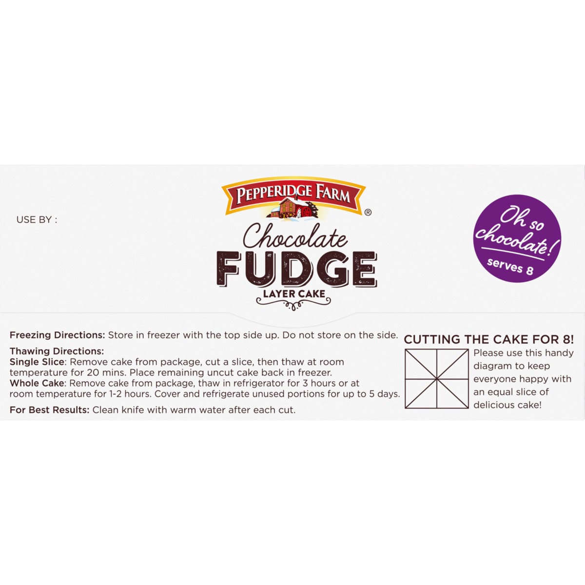 slide 8 of 9, Pepperidge Farm Frozen Chocolate Fudge Layer Cake, 19.6 oz
