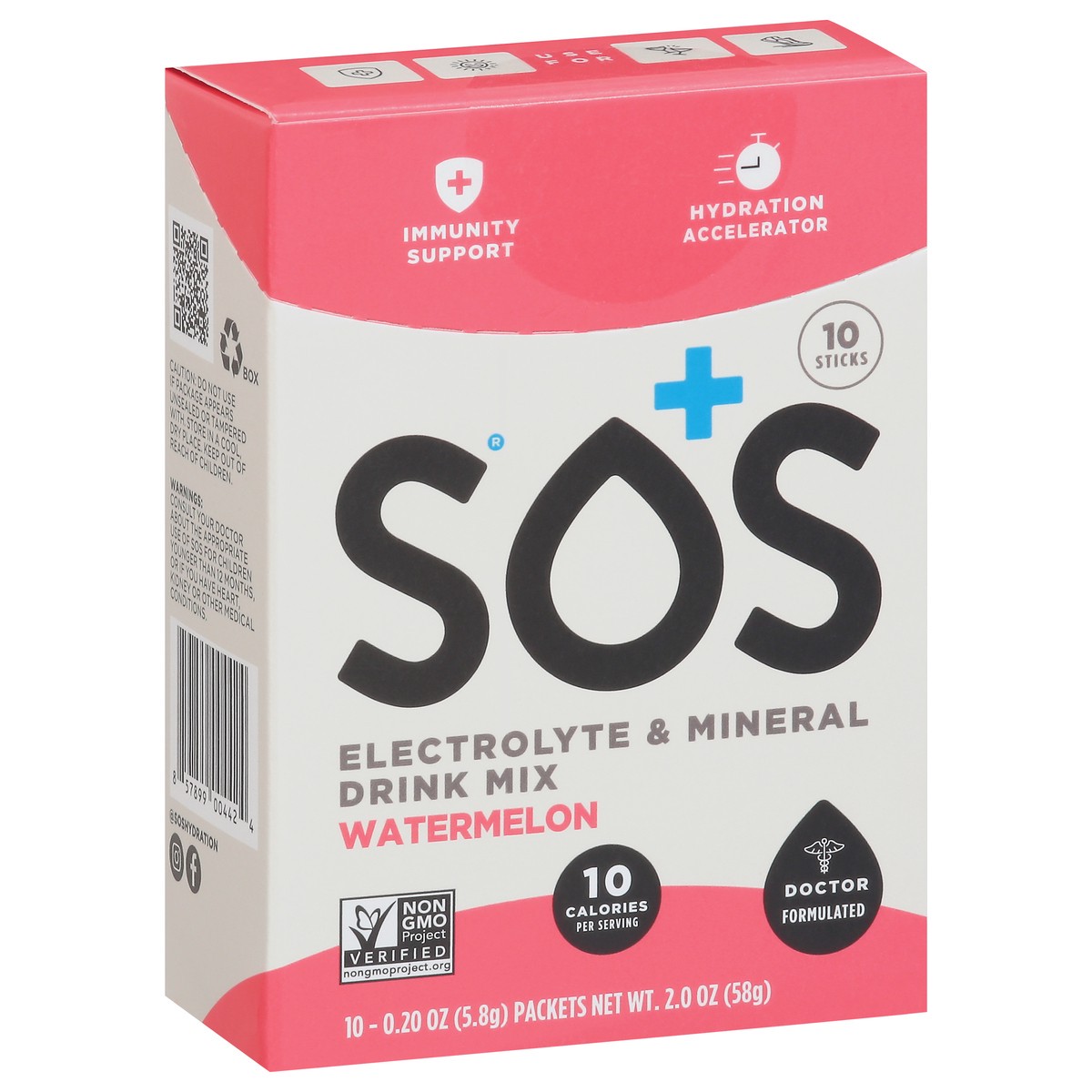 slide 4 of 13, S.O.S. Electrolyte & Mineral Watermelon Drink Mix Packet 10 ea, 10 ct