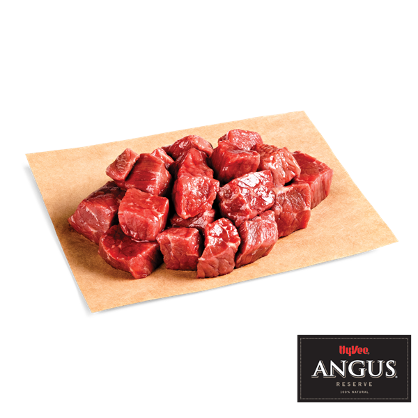 slide 1 of 1, Hy-Vee Angus Reserve Beef Stew Meat, per lb