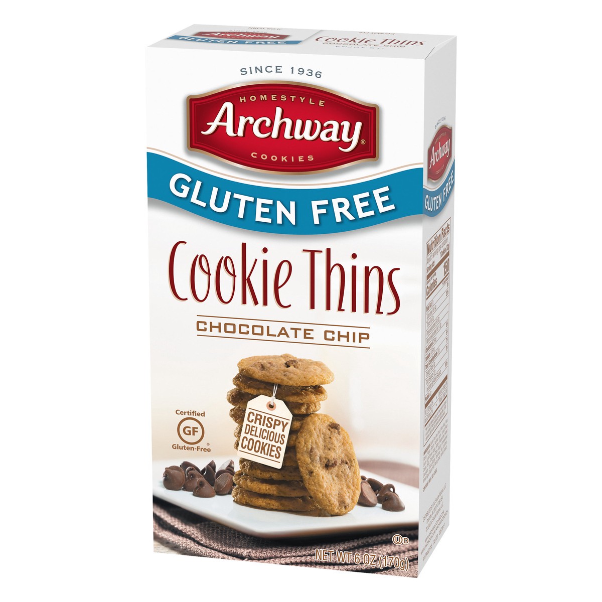 slide 10 of 13, Archway Cookies Gluten Free Cookies, Chocolate Chip Cookie Thins, 6 Oz, 6 oz