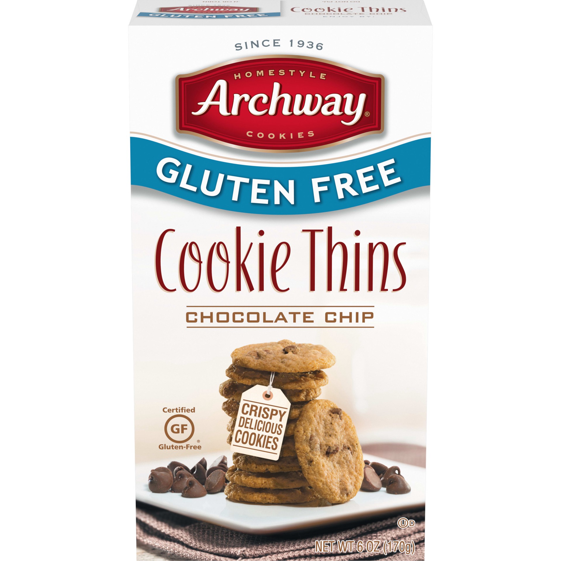 slide 1 of 13, Archway Cookies Gluten Free Cookies, Chocolate Chip Cookie Thins, 6 Oz, 6 oz