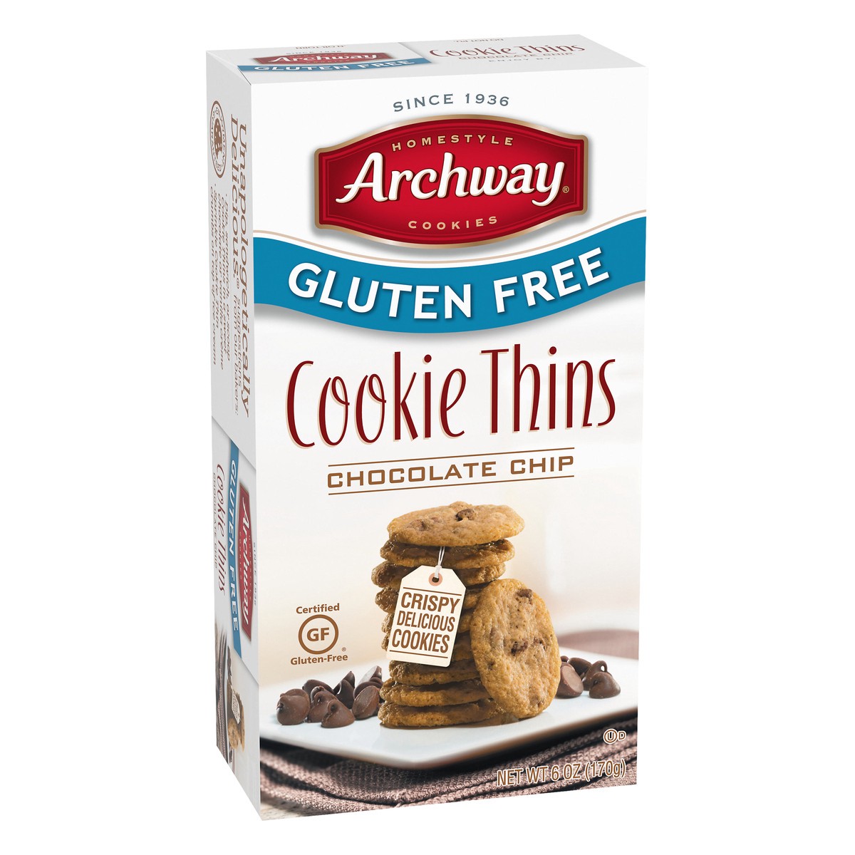 slide 2 of 13, Archway Cookies Gluten Free Cookies, Chocolate Chip Cookie Thins, 6 Oz, 6 oz