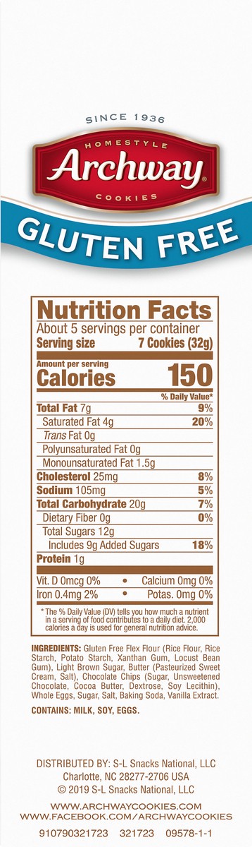 slide 9 of 13, Archway Cookies Gluten Free Cookies, Chocolate Chip Cookie Thins, 6 Oz, 6 oz