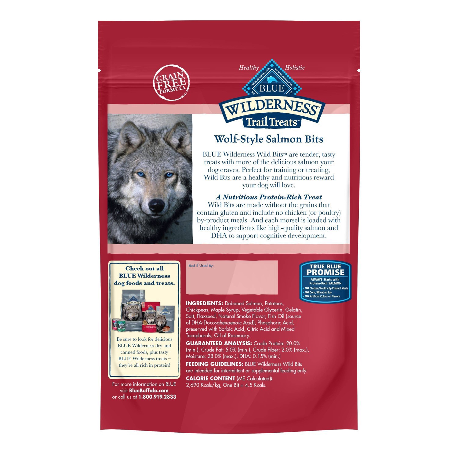 slide 15 of 24, Blue Buffalo Wilderness Trail Treats Wild Bits High Protein Grain-Free Soft-Moist Training Dog Treats Salmon Recipe - 10oz, 10 oz