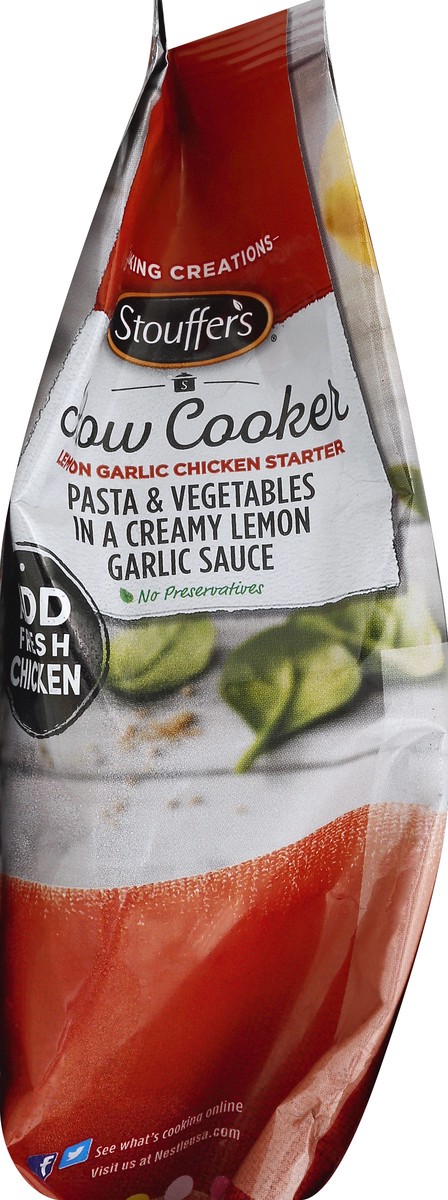 slide 3 of 5, Stouffer's Slow Cooker Lemon Garlic Chicken Starterstand-Up Bag, 26 oz