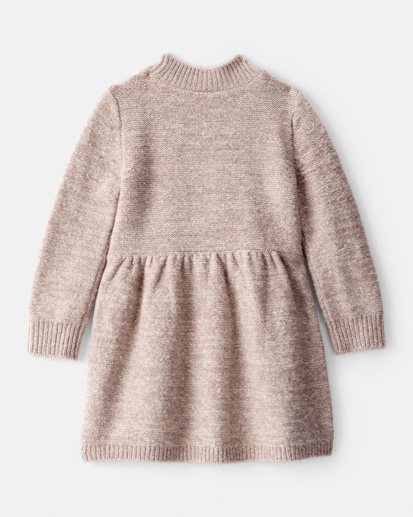 slide 4 of 4, Oshkosh Baby Girl Sweater Knit Long-Sleeve Dress - Brown Beige 18M, 1 ct
