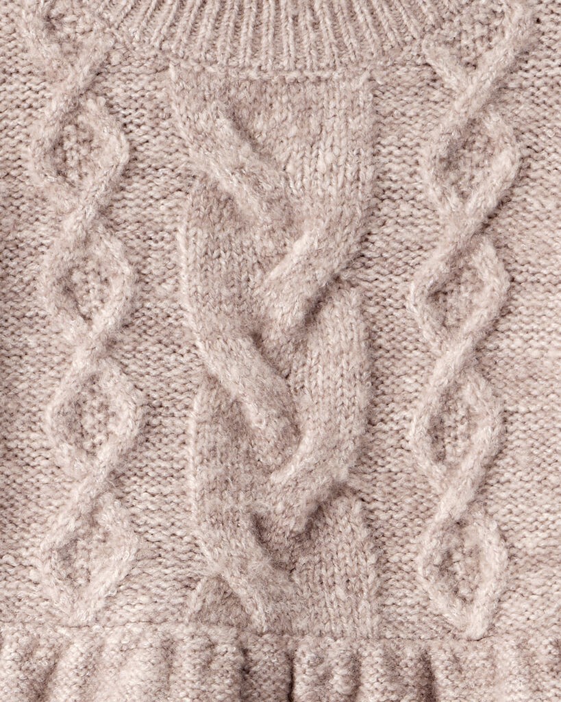 slide 3 of 4, Oshkosh Baby Girl Sweater Knit Long-Sleeve Dress - Brown Beige 18M, 1 ct