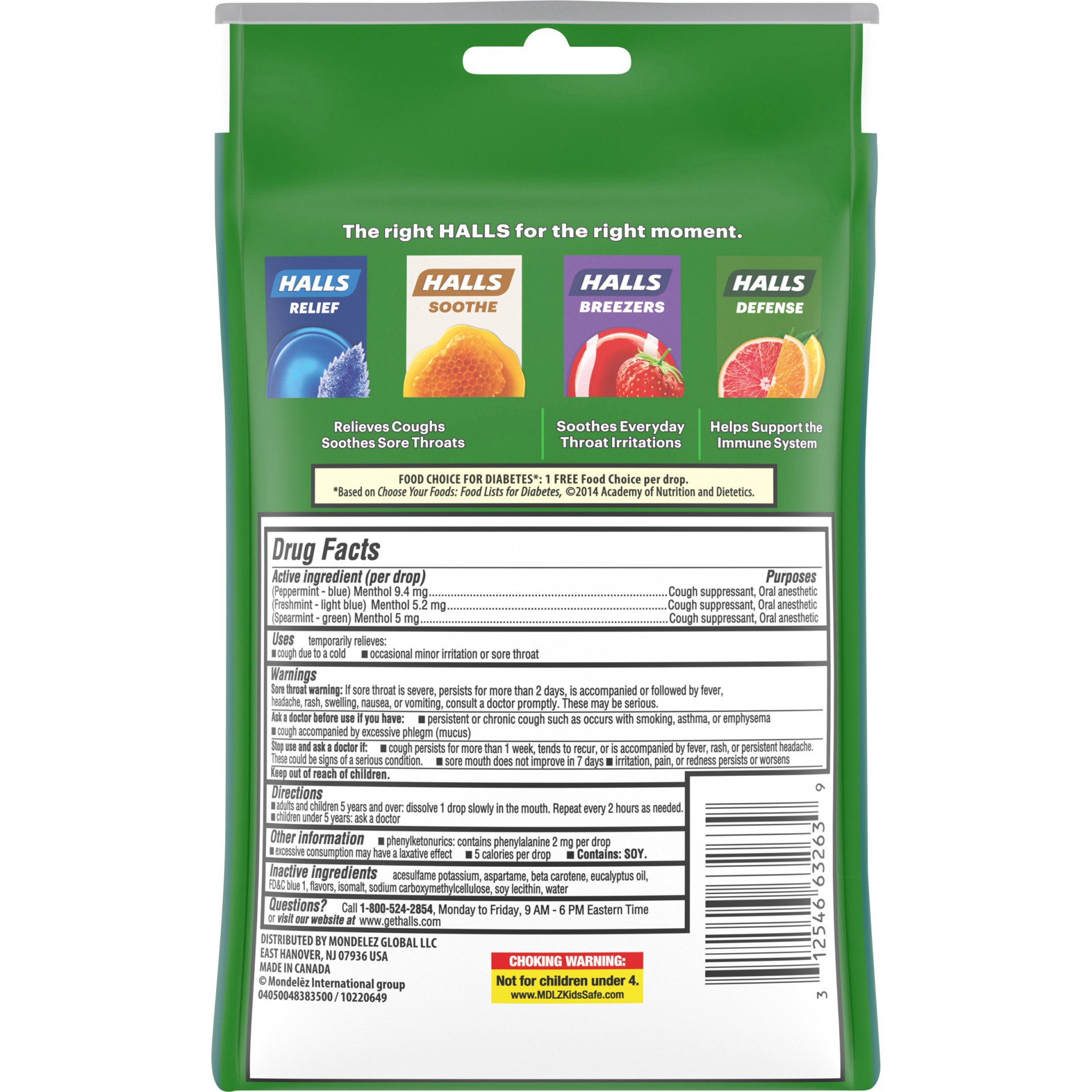 slide 7 of 7, HALLS Relief Sugar Free Assorted Mint Flavor Cough Drops, 1 Bag (25 Total Drops), 0.17 lb