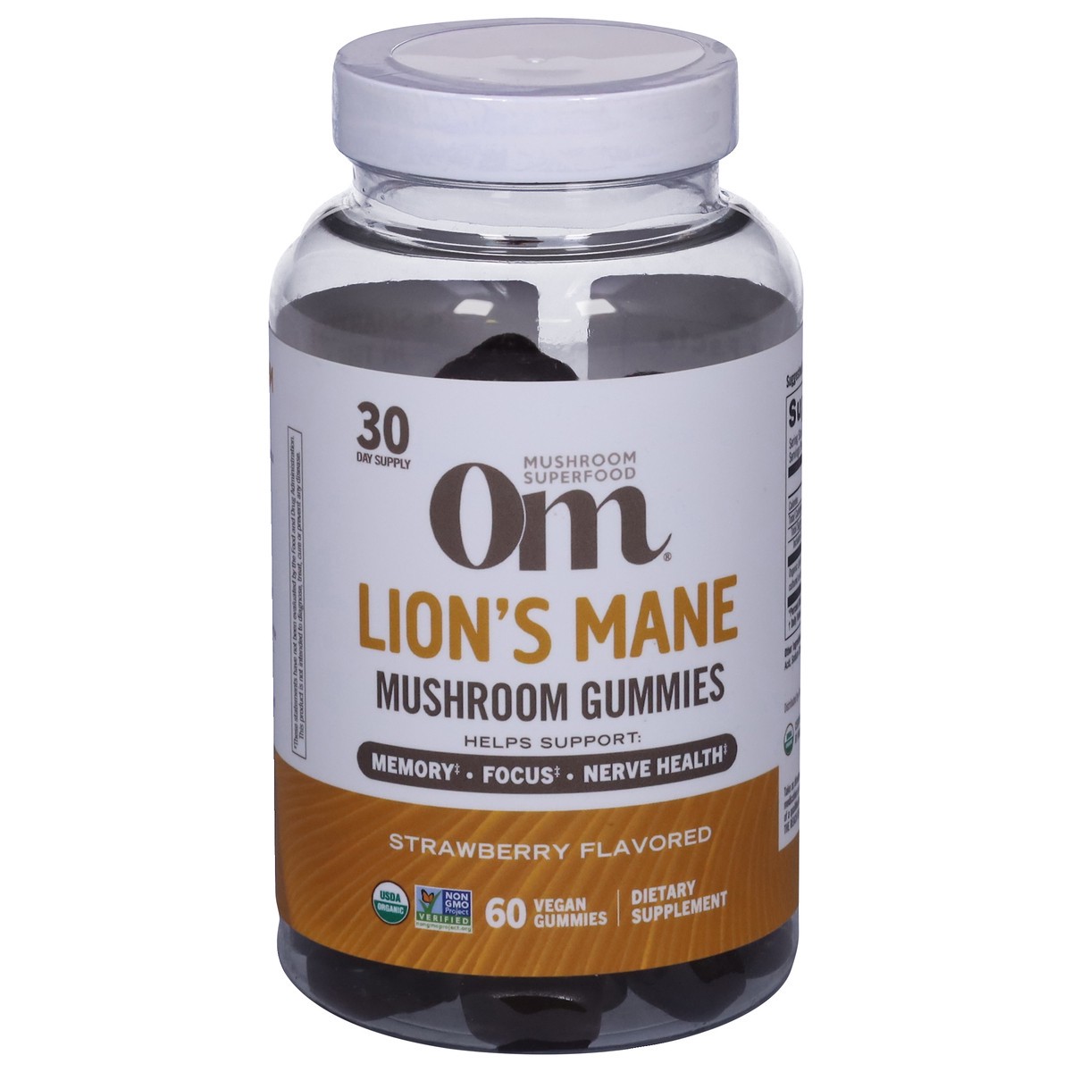 slide 1 of 13, Om Lion's Mane Strawberry Flavored Mushroom Gummies 60 Vegan Gummies, 60 ct