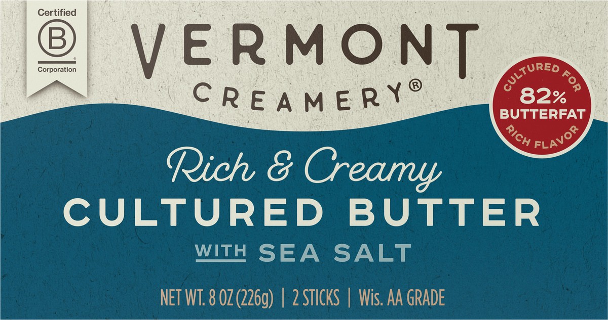 slide 1 of 11, Vermont Creamery Cultured with Sea Salt Cultured Butter 2 ea, 2 ct