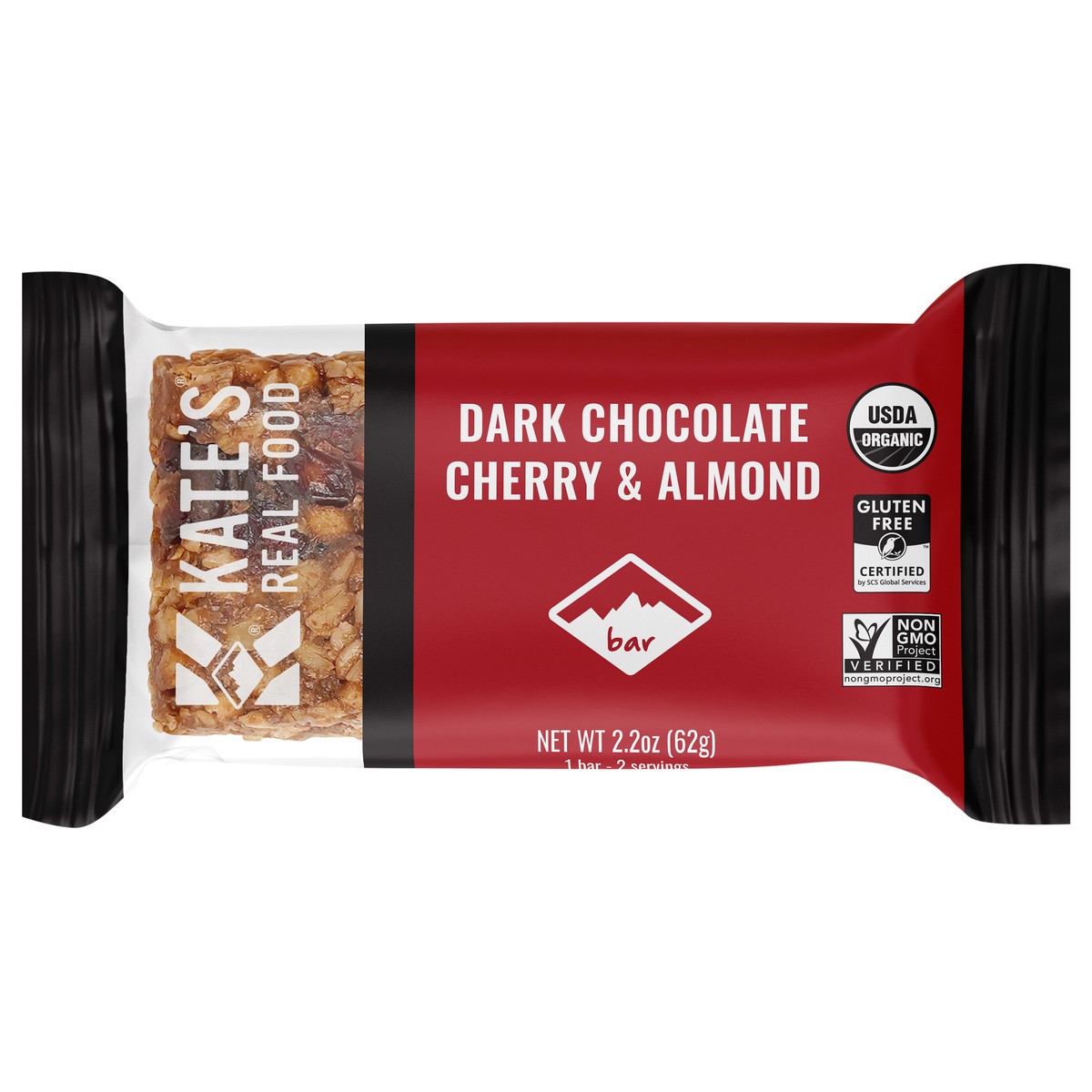 slide 1 of 1, Kate's Real Food Dark Chocolate Cherry & Almond, 2.2 oz