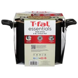 T-fal Essentials Non-Stick Cookware, 8 quart Stockpot Black