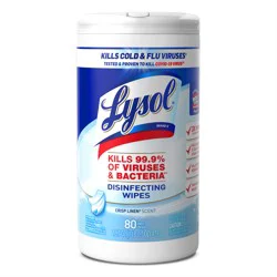 Lysol Disinfectant Wipes, Multi-Surface Antibacterial Cleaning Wipes, For Disinfecting and Cleaning, Crisp Linen, 80ct