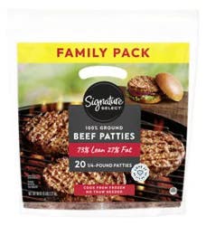 Signature Select Beef Patties 73% Lean 27% Fat 80 Oz - 80 Oz