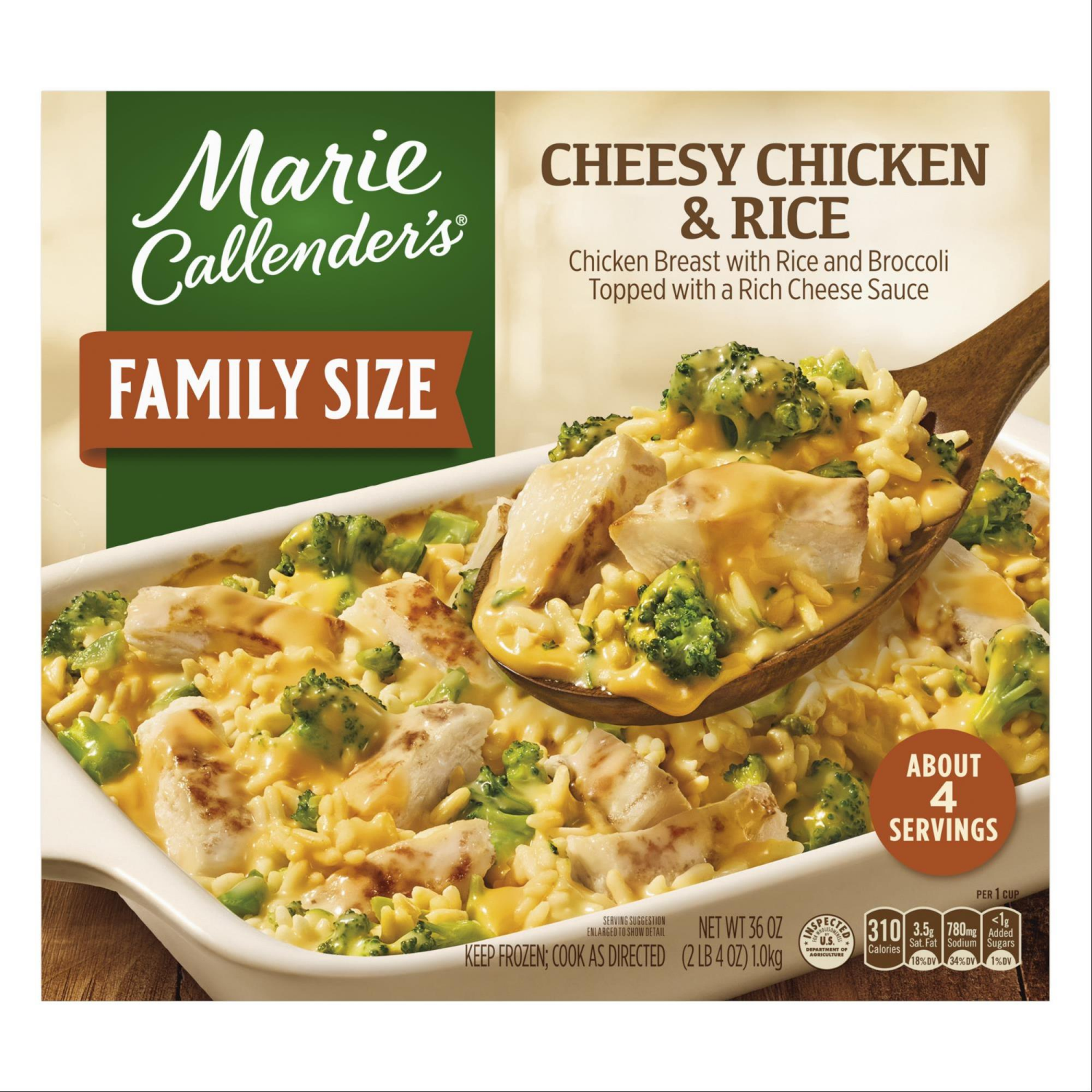 slide 2 of 7, Marie Callender's Family Size Cheesy Chicken and Rice, Frozen Meal, 36 oz., 36 oz