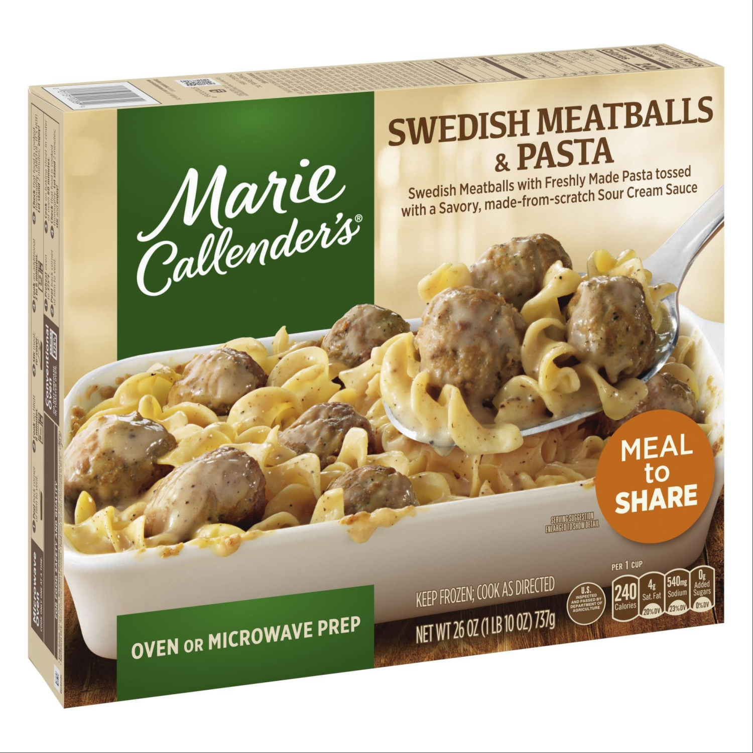 slide 3 of 5, Marie Callender's Swedish Meatballs & Pasta, Meal to Share, Frozen Meal, 26 oz., 26 oz