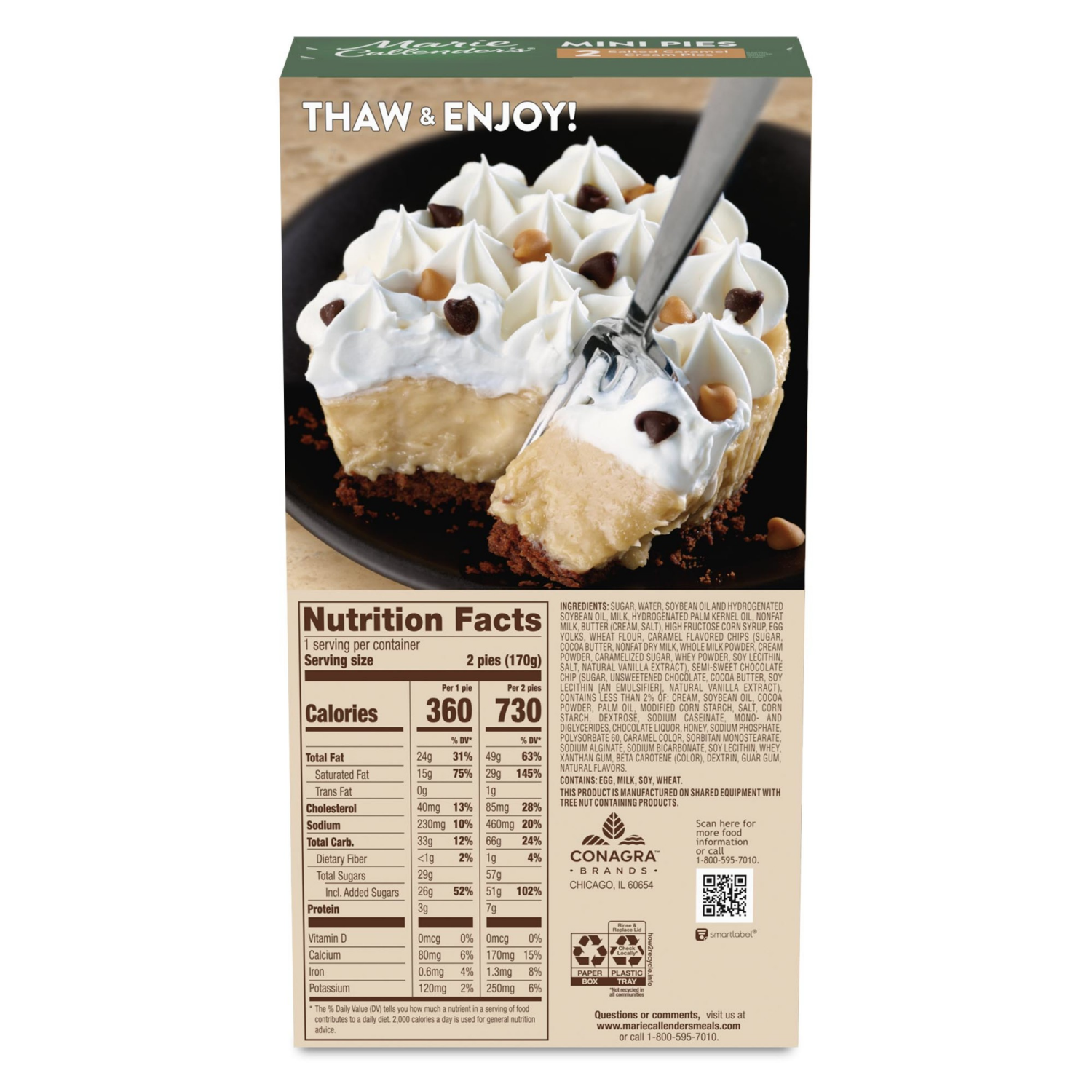 slide 7 of 8, Marie Callender's Salted Caramel Cream Flavored Mini Pies, 2 Pies, Frozen, 6 oz., 2 ct