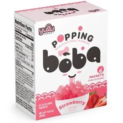 Yulu Popping Boba Strawberry - Bursting Boba Fruit Bubbles for Boba Tea Packets - 4 ct